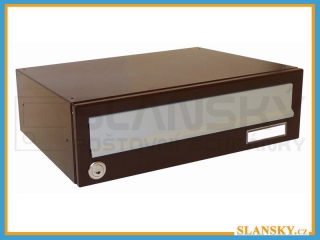Poštovní schránka B-017 - RAL 8017 hnědá + sklapka v RAL 9006 stříbrné