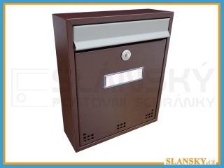 Poštovní schránka H-011 - RAL 8017 hnědá + sklapka v RAL 9006 stříbrné